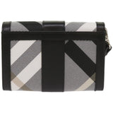 Luxury Burberry Nova Check Wallet Nylon Gray Black Auth bs12103