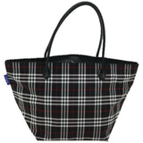 Luxury BurberrySs Nova Check Blue Label Tote Bag Nylon Black Auth bs12380