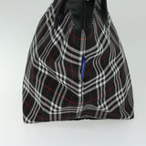 Luxury BurberrySs Nova Check Blue Label Tote Bag Nylon Black Auth bs12380