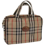 Luxury BurberrySs Nova Check Hand Bag Canvas Beige Auth bs12412