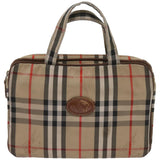 Luxury BurberrySs Nova Check Hand Bag Canvas Beige Auth bs12412