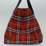 Luxury BurberrySs Nova Check Blue Label Hand Bag Nylon Red Auth bs12546
