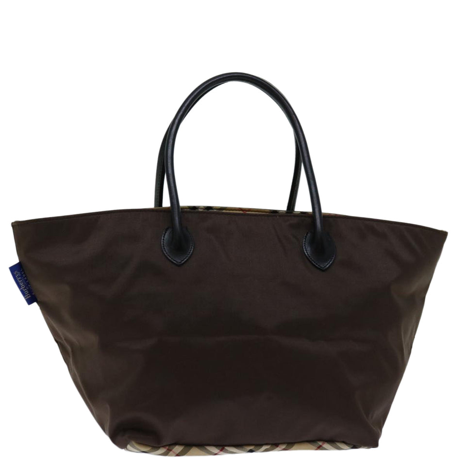 Luxury BurberrySs Blue Label Hand Bag Nylon Brown Auth bs12550