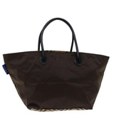 Luxury BurberrySs Blue Label Hand Bag Nylon Brown Auth bs12550