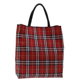 Luxury Burberry Nova Check Hand Bag Nylon Red Auth bs12551