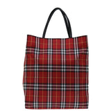 Luxury Burberry Nova Check Hand Bag Nylon Red Auth bs12551