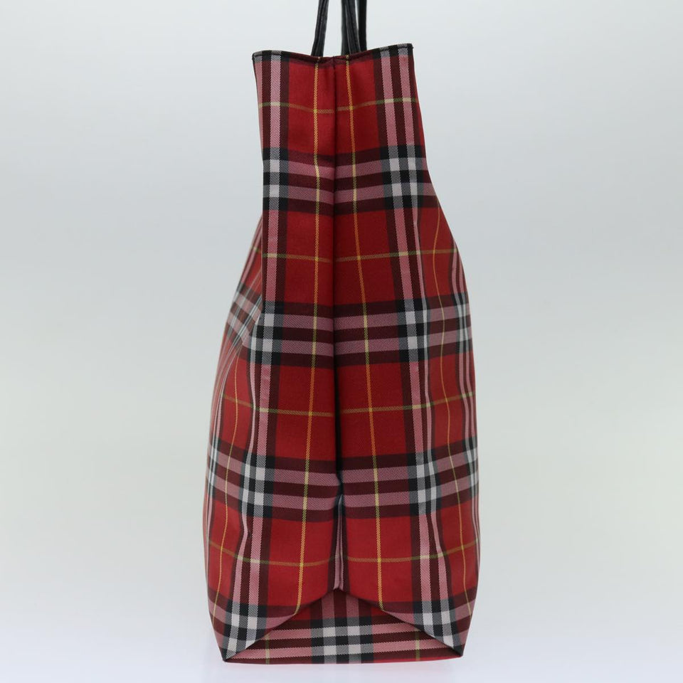Luxury Burberry Nova Check Hand Bag Nylon Red Auth bs12551
