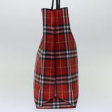 Luxury Burberry Nova Check Hand Bag Nylon Red Auth bs12551