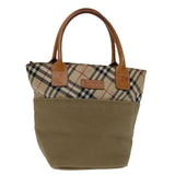 Luxury BurberrySs Blue Label Hand Bag Canvas Beige Auth bs12583