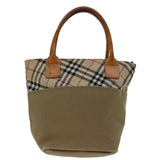 Luxury BurberrySs Blue Label Hand Bag Canvas Beige Auth bs12583