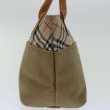 Luxury BurberrySs Blue Label Hand Bag Canvas Beige Auth bs12583