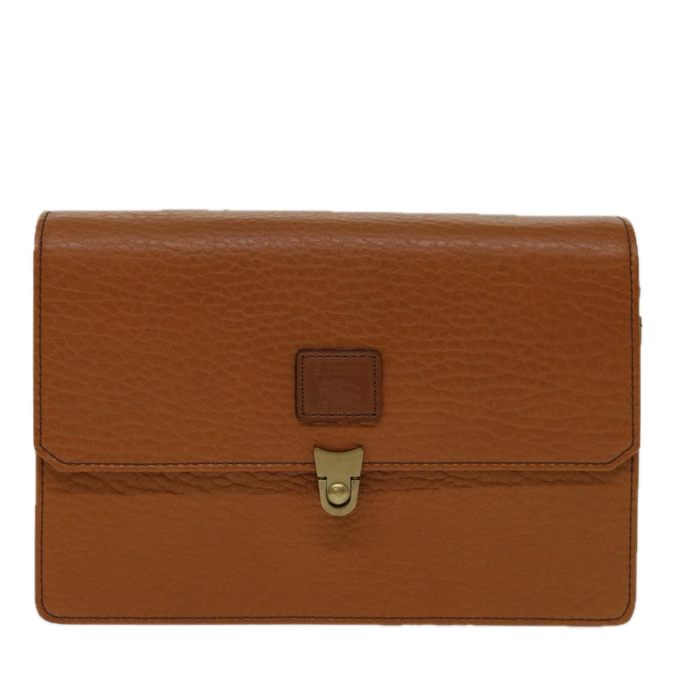 Luxury BurberrySs Clutch Bag Leather Brown Auth bs12584