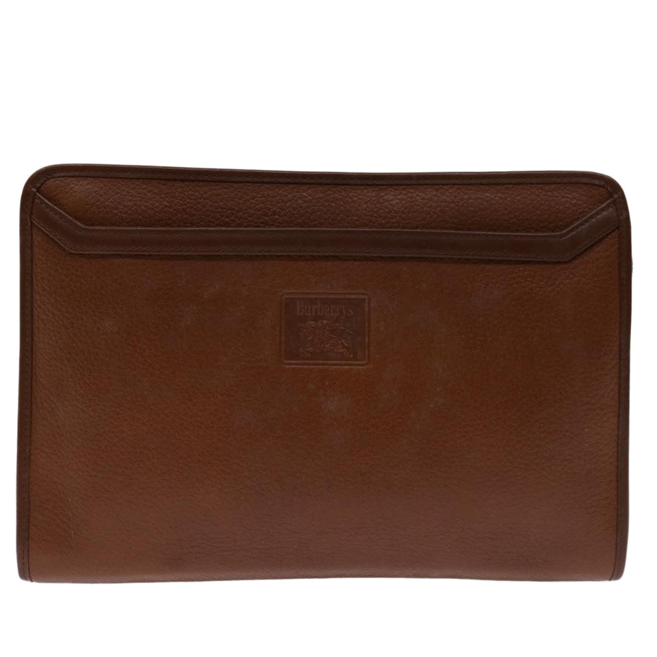 Luxury BurberrySs Clutch Bag Leather Brown Auth bs12585