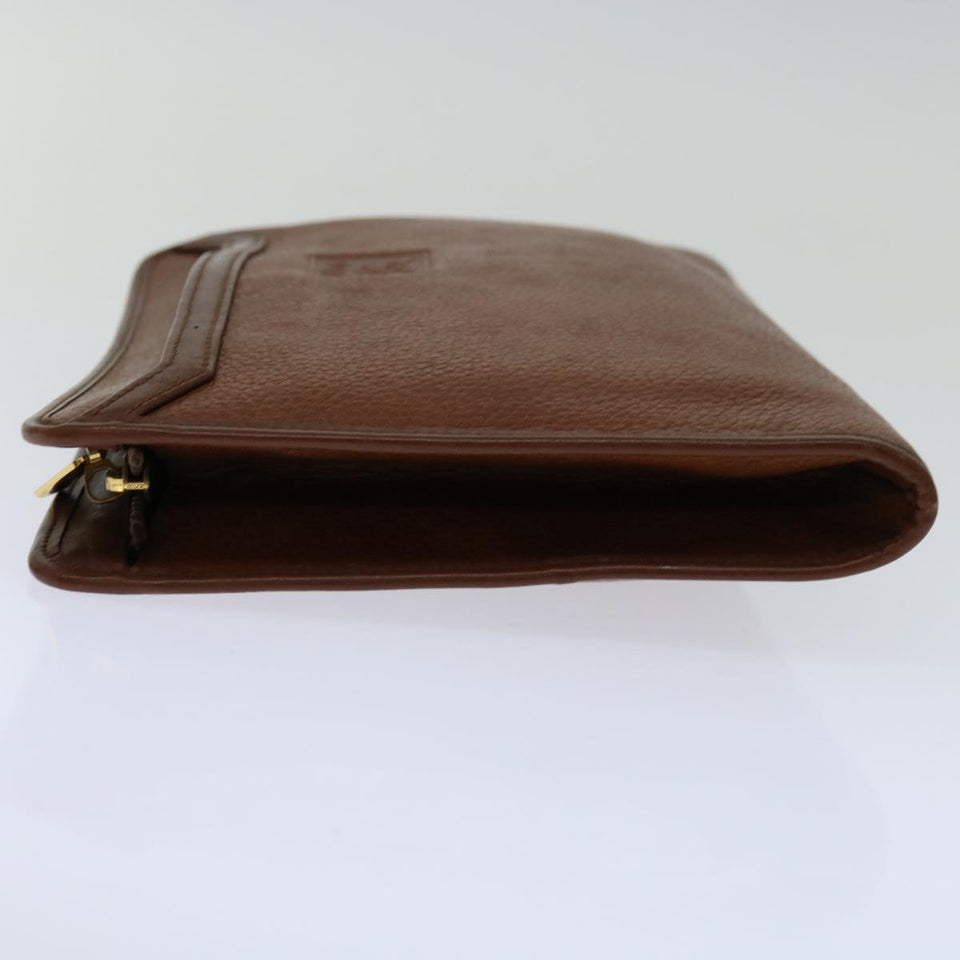 Luxury BurberrySs Clutch Bag Leather Brown Auth bs12585