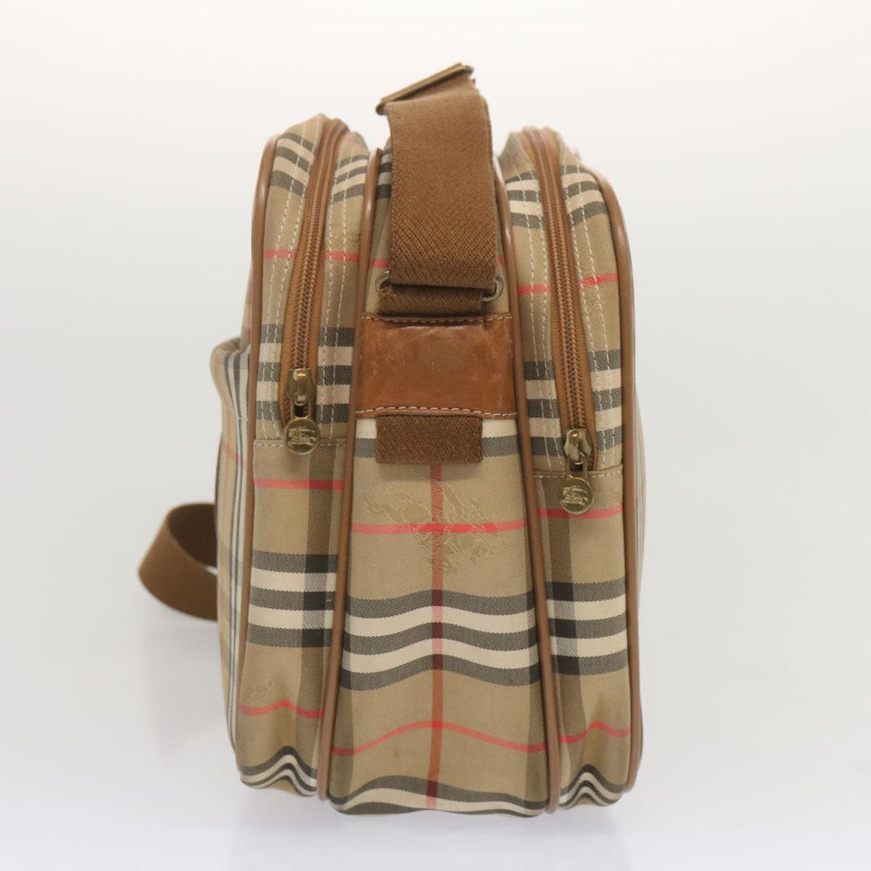 Luxury BurberrySs Nova Check Shoulder Bag Canvas Beige Auth bs12602