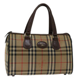 Luxury BurberrySs Nova Check Hand Bag Canvas Beige Auth bs12607