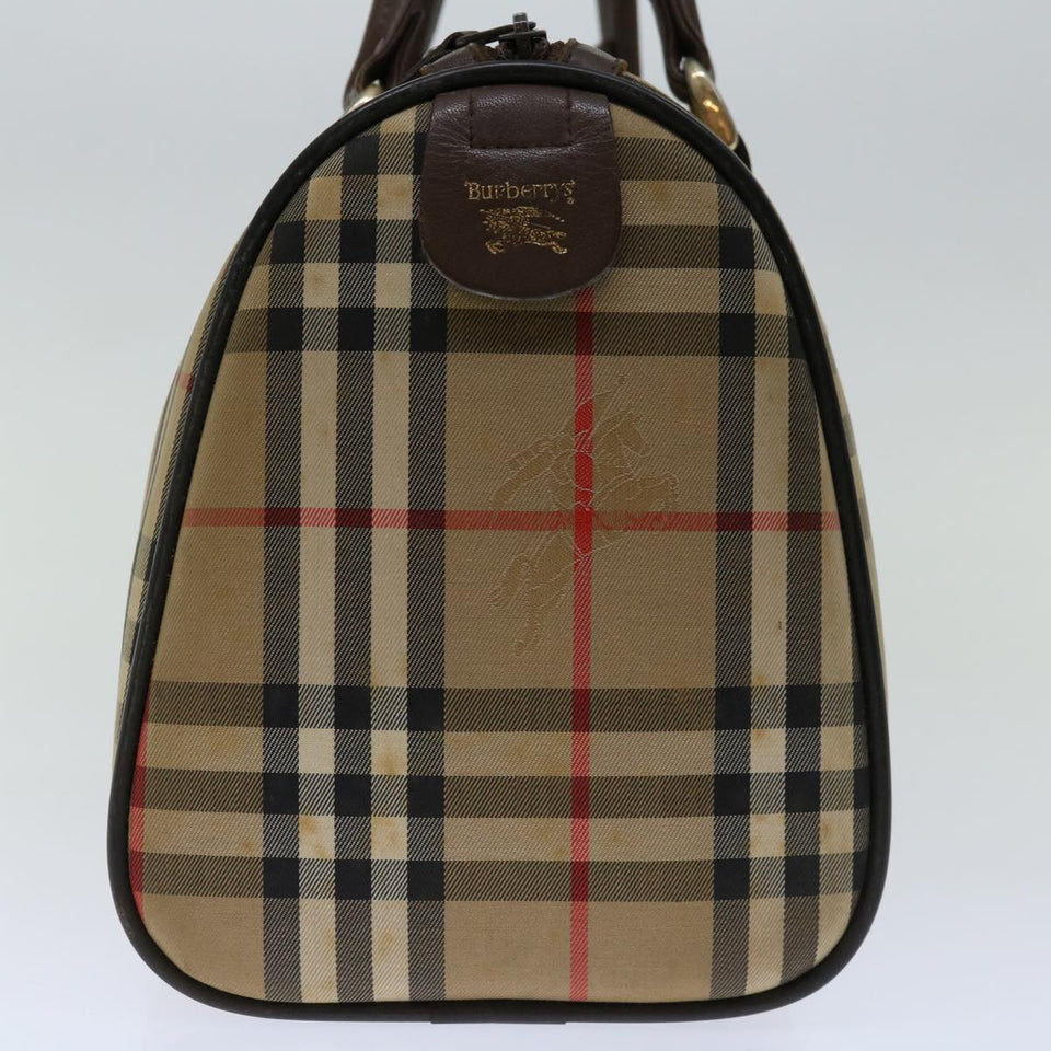 Luxury BurberrySs Nova Check Hand Bag Canvas Beige Auth bs12607