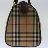 Luxury BurberrySs Nova Check Hand Bag Canvas Beige Auth bs12607