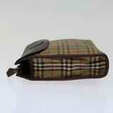 Luxury BurberrySs Nova Check Clutch Bag Canvas Beige Auth bs12774