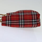 Luxury Burberry Nova Check Hand Bag Nylon Red Auth bs12782