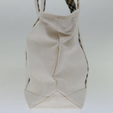 Luxury BurberrySs Nova Check Blue Label Tote Bag Canvas White Beige Auth bs12787