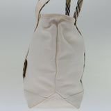 Luxury BurberrySs Nova Check Blue Label Tote Bag Canvas White Beige Auth bs12787