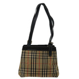 Luxury BurberrySs Nova Check Shoulder Bag Canvas Beige Black Auth bs12788