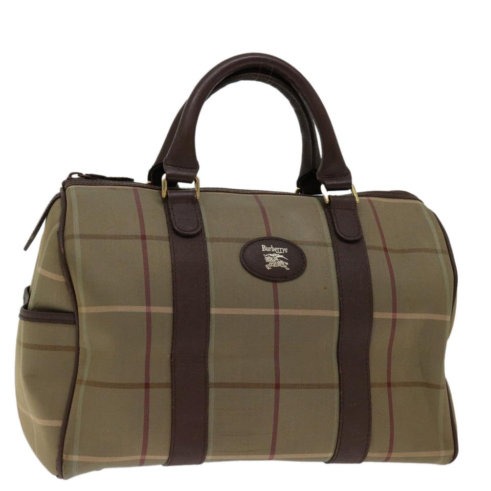 Luxury BurberrySs Nova Check Hand Bag Canvas Beige Auth bs12789