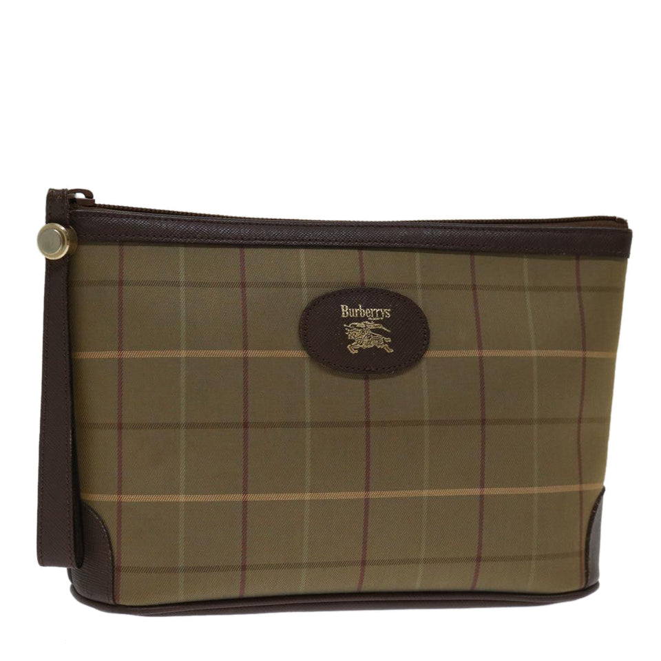 Luxury BurberrySs Nova Check Clutch Bag Canvas Beige Auth bs12792