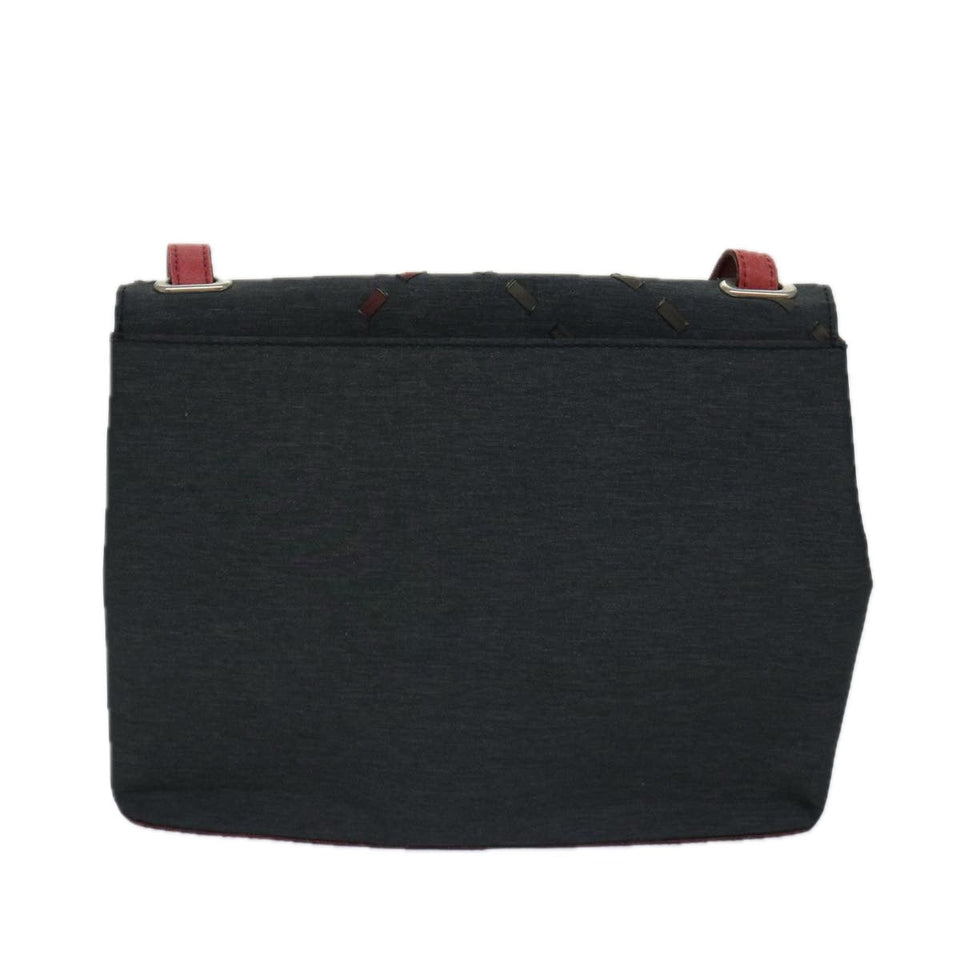 Luxury Burberry Shoulder Bag Canvas Black Red Auth bs12799