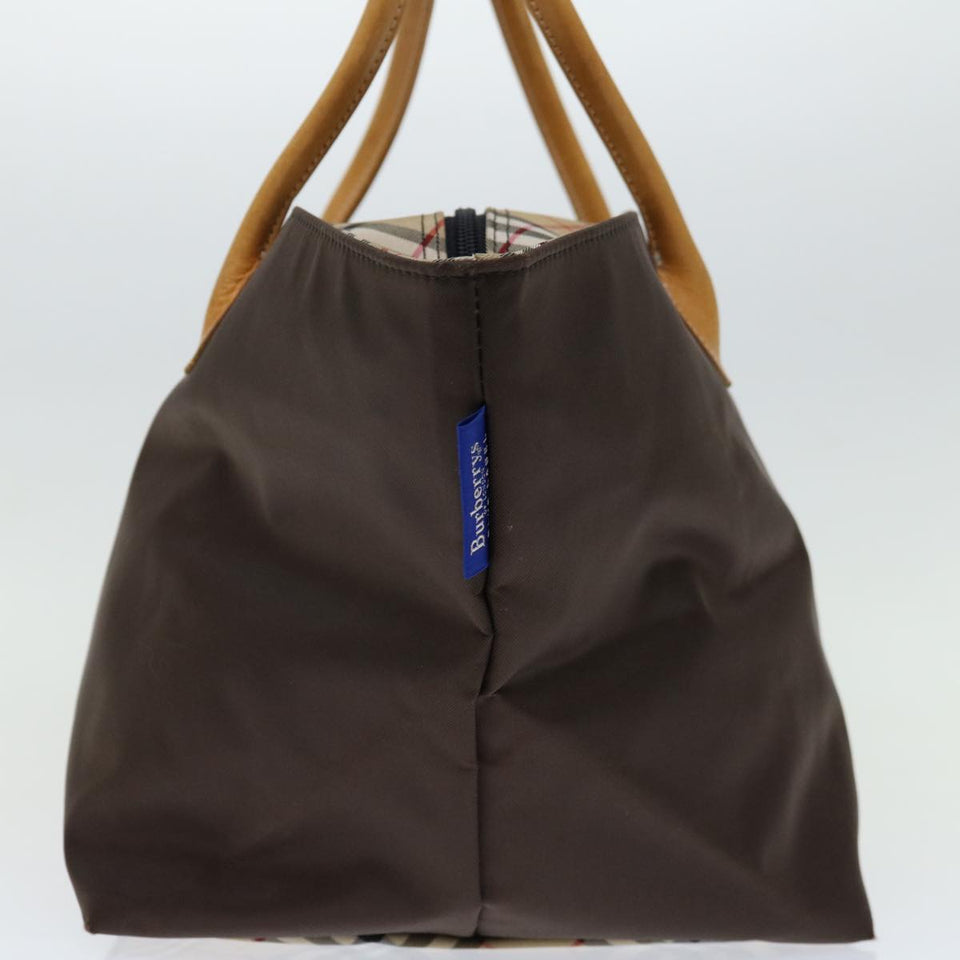 Luxury BurberrySs Nova Check Blue Label Tote Bag Nylon Brown Auth bs12913