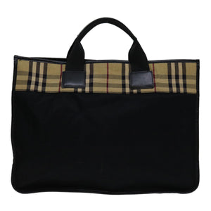 Luxury Burberry Nova Check Hand Bag Nylon Beige Brown Auth bs13067