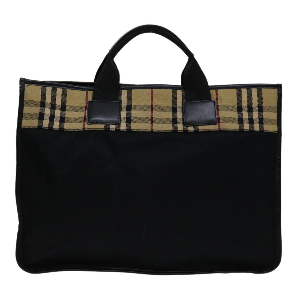 Luxury Burberry Nova Check Hand Bag Nylon Beige Brown Auth bs13067