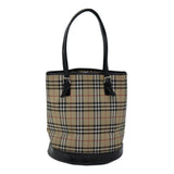 Luxury BurberrySs Nova Check Blue Label Shoulder Bag Canvas Beige Auth bs13180