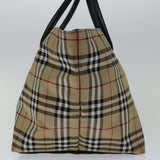 Luxury BurberrySs Nova Check Blue Label Hand Bag Nylon Beige Auth bs13235