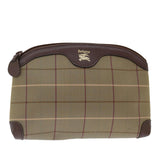 Luxury BurberrySs Nova Check Clutch Bag Canvas Brown Auth bs13397