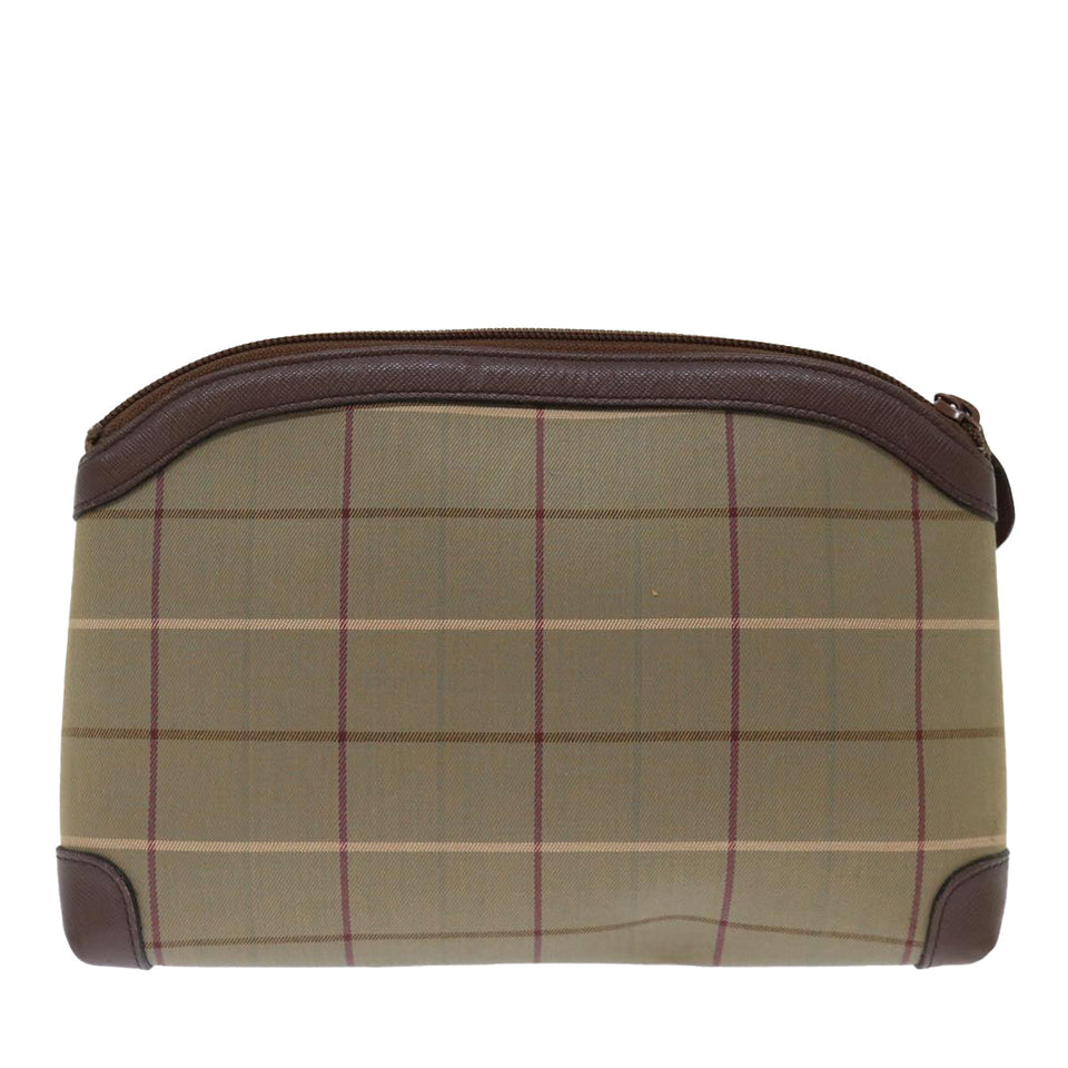 Luxury BurberrySs Nova Check Clutch Bag Canvas Brown Auth bs13397