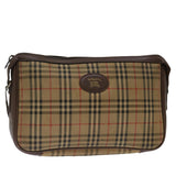 Luxury BurberrySs Nova Check Clutch Bag Canvas Beige Auth bs13410