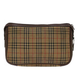 Luxury BurberrySs Nova Check Clutch Bag Canvas Beige Auth bs13410
