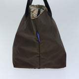 Luxury BurberrySs Nova Check Blue Label Hand Bag Nylon Brown Black Auth bs13689