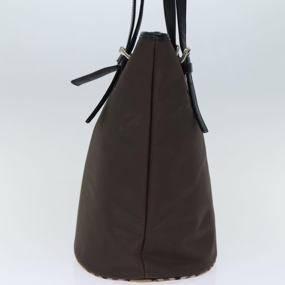 Luxury BurberrySs Nova Check Blue Label Shoulder Bag Nylon Brown Beige Auth bs13690