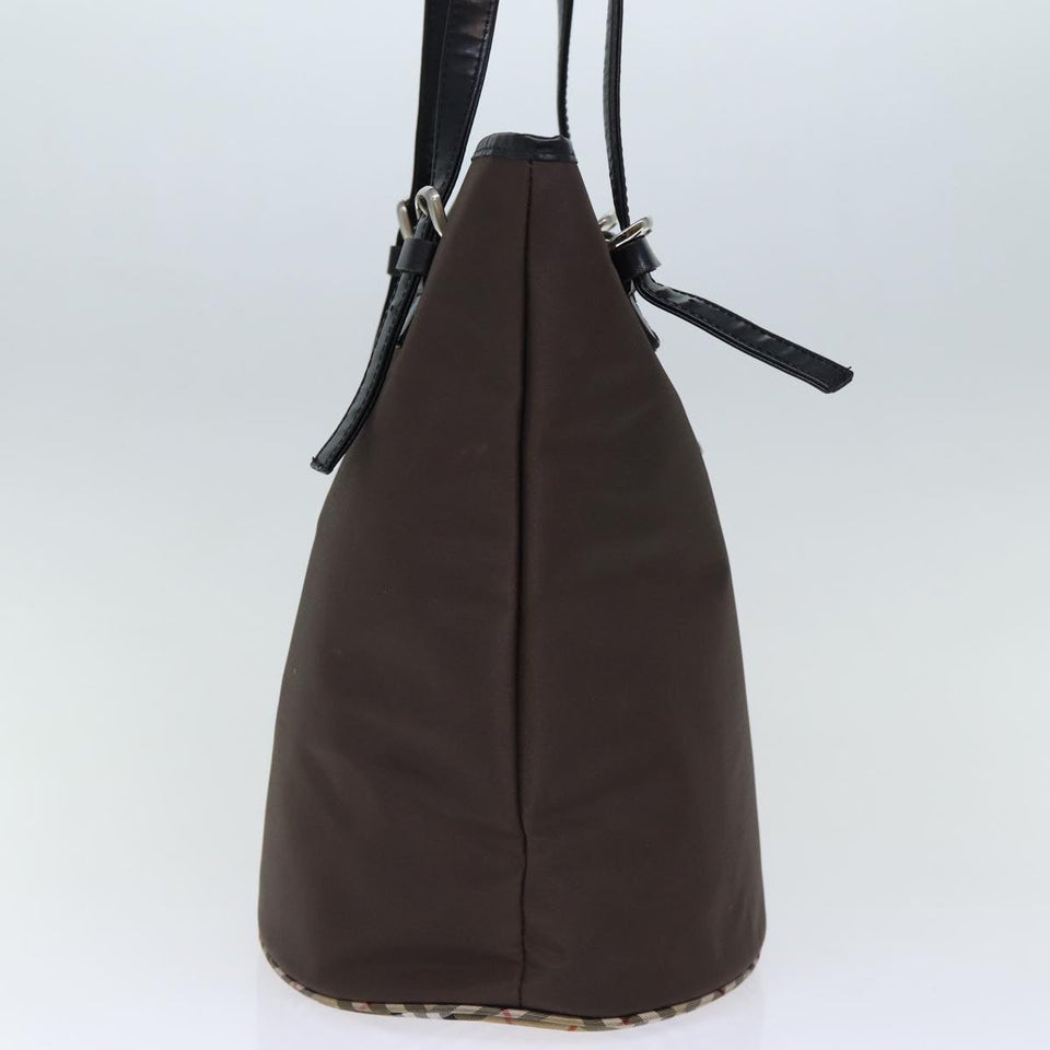 Luxury BurberrySs Nova Check Blue Label Shoulder Bag Nylon Brown Beige Auth bs13690