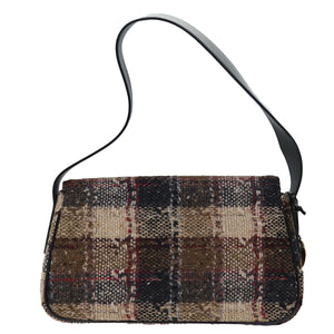 Luxury Burberry Nova Check Shoulder Bag Wool Beige Auth bs13694