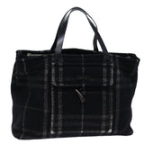 Luxury Burberry Nova Check Hand Bag Wool Black Auth bs13719