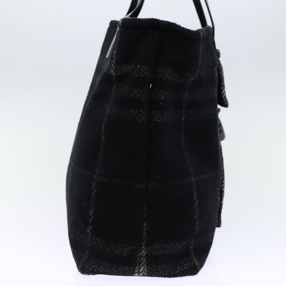 Luxury Burberry Nova Check Hand Bag Wool Black Auth bs13719