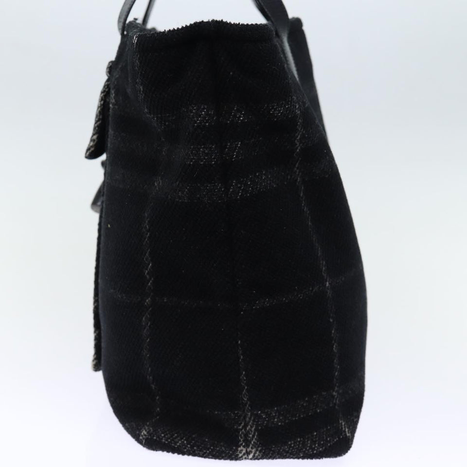 Luxury Burberry Nova Check Hand Bag Wool Black Auth bs13719