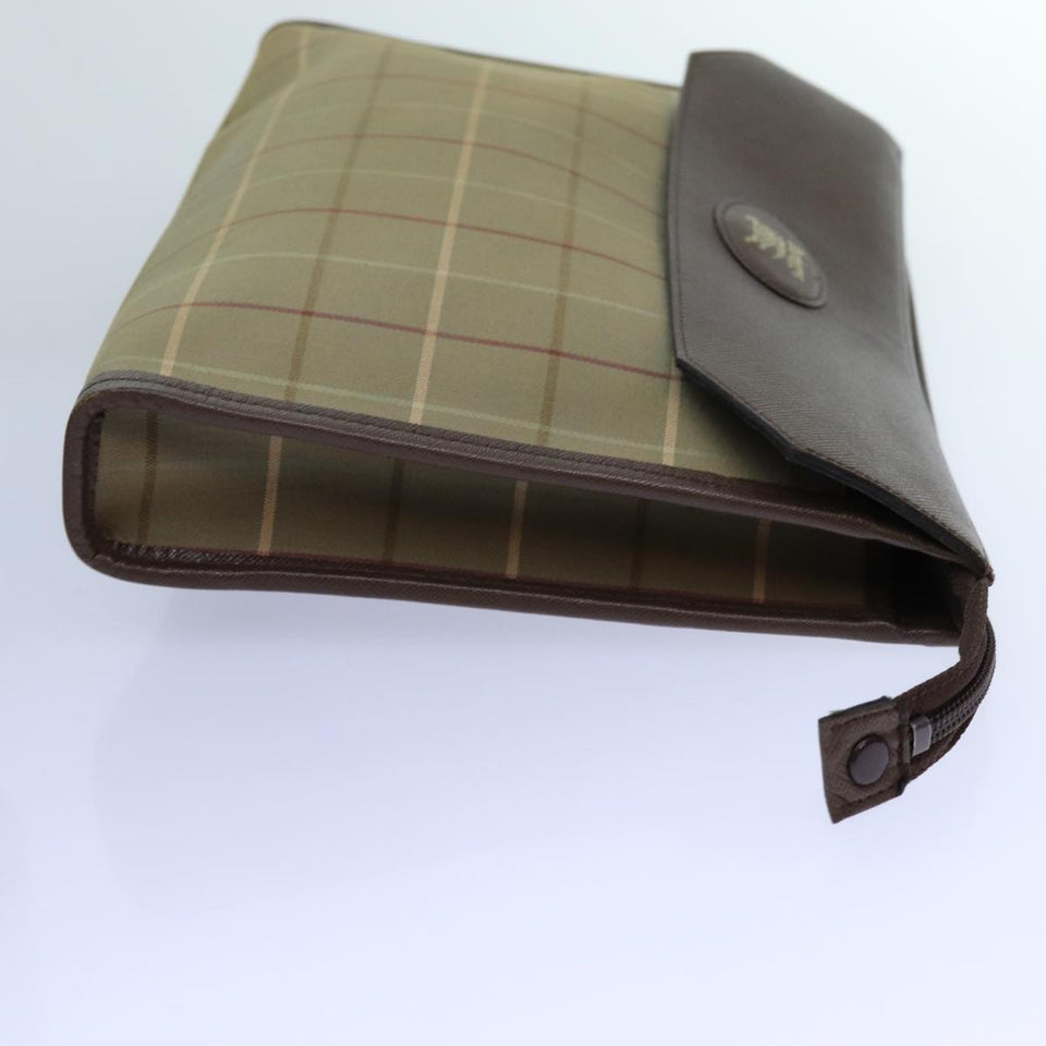Luxury BurberrySs Nova Check Clutch Bag Canvas Beige Brown Auth bs13777