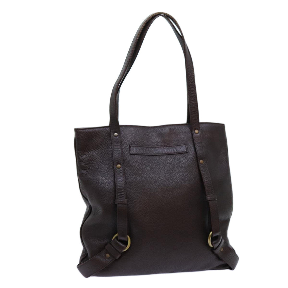 Luxury Burberry Tote Bag Leather Brown Auth bs13779