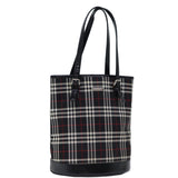 Luxury BurberrySs Nova Check Blue Label Shoulder Bag Canvas Black Auth bs13816