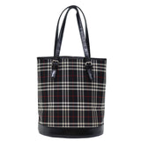 Luxury BurberrySs Nova Check Blue Label Shoulder Bag Canvas Black Auth bs13816